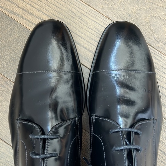 Prada Smooth Leather Lace-Up Dress Shoes with Toe Cap Detail - Picture 6 of 9